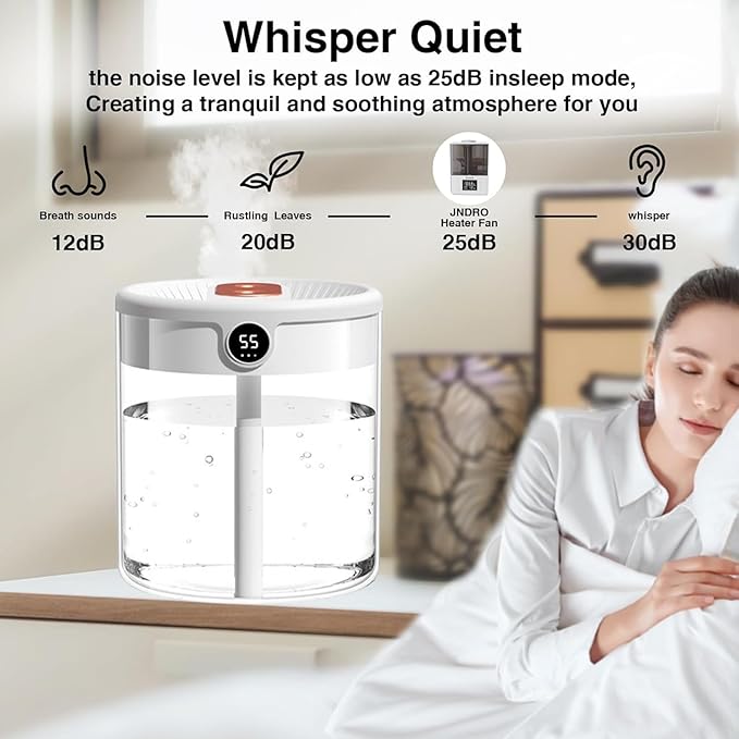 Dreamzy Humidifier for Large Room Cool Mist Bedroom Desktop Double Nozzle Cool Mist Humidifier with Night Light,with 2 Cleaning Brush Top Fill Lasts Up to 24 Hours,Auto Shut-Off,No leakage Design(Pink - Image 3