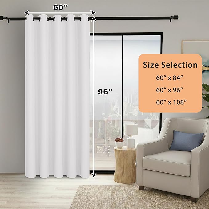 BONZER Room Dividers Curtain - Room Darkening Privacy Noise Reduce Thermal Insulating Window Curtains for Bedroom Living Room Doorway, 96L x 60W Inch (8L x 5W ft), 1 Panel, Greyish White - Image 6