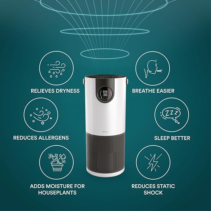 Homedics 2-in-1 Cool Mist Humidifier & Air Purifier – Humidifies & Purifies Air, Digital Air Quality Sensor, Auto Mode, Stylish Tower Design, Ideal for Medium-Large Rooms - Image 3