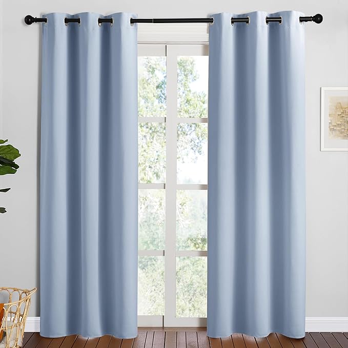 NICETOWN Vintage Blue Blackout Curtains 84 inches Length for Living Room, 2 Panels, 42" Wide, Thermal Insulated Long Drapes for Large Window by NICETOWN