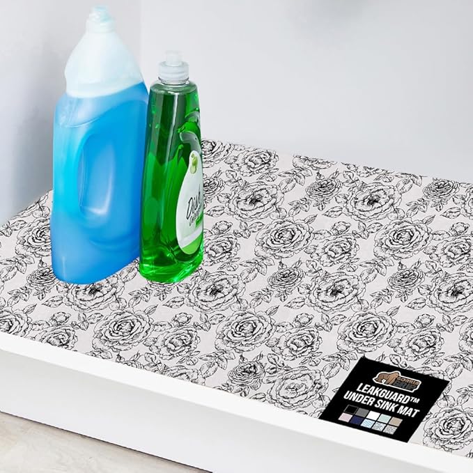 GORILLA GRIP LeakGuard Non-Adhesive Under Sink Mat for Kitchen Cabinet, 24x50, Waterproof Quick Dry Shelf Liner, Durable Absorbent Felt Mats for Bathroom Sinks, Cabinets, Dresser, Easy Trim, Gray by GorillaGrip