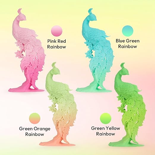 AMOLEN Matte PLA Filament 1.75mm,Bicolor Rainbow Bundle PLA, Smooth Finish Color Change 3D Printing Filament, 600m/s High-Speed Printing, 200g X 4 Pack - Image 4