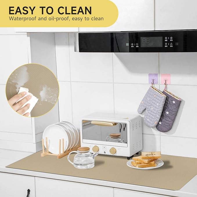 WochiTV Adhesive Shelf Liner 30 X 240 Inches Peel and Stick Kitchen Liner for Cabinets, Drawers Removable Protector Mat Waterproof Contact Covering for Dresser Pantry Countertops Shelves, Khaki - Image 7