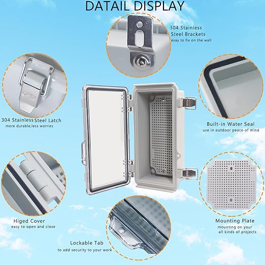 Electrical Box, Outdoor Waterproof Box IP67 Junction Box with Mounting Plate,ABS Plastic Project Box Power Cord Enclosure Clear 7.9" Dx3.9 Wx2.8 H - Image 3