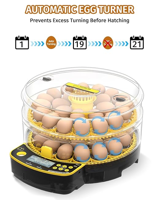 Egg Incubators for Hatching Eggs, Double-Layer 48 Egg Incubator with Temperature and Humidity Control, Egg Candler, Automatic Egg Turner, Clear Window Incubator for Chicks Duck Quail Eggs - Image 4