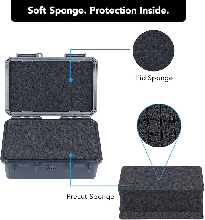 Lykus HC-1720 Mini Hard Case Dry Box with Foam Insert, Interior Size 6.5x3.9x2.7 in, IP66 Splash-Proof, Suitable for Cellphones, Tools, Small Devices and More - Image 2