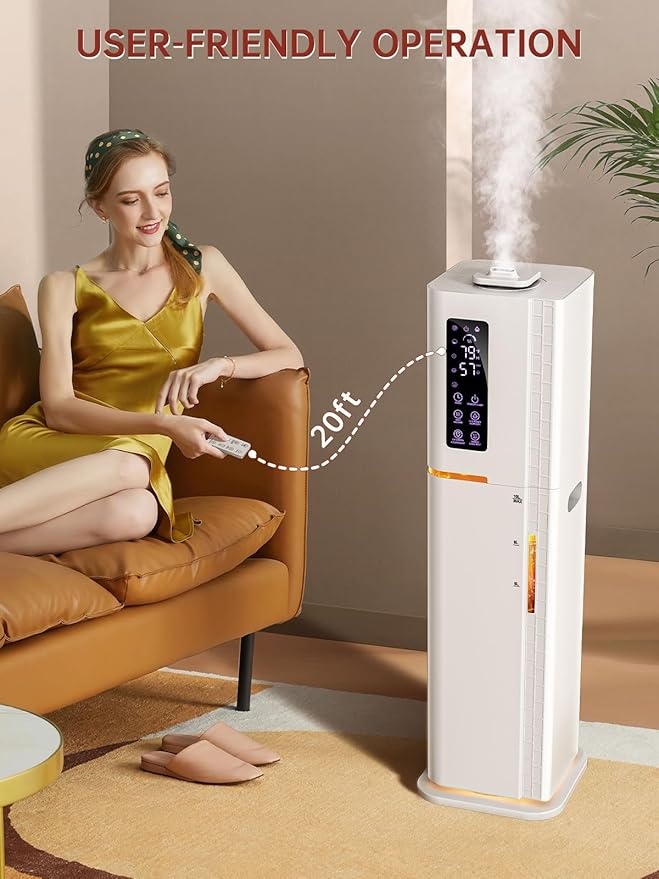 2.64Gal Humidifiers for Bedroom Large Room, Warm and Cool Mist up to 500ft², Top Fill Diffuser Ambient Light, 3 Mist Modes, 24H Timer,35dB Quiet Humidifier for Home Office Plant - Image 9