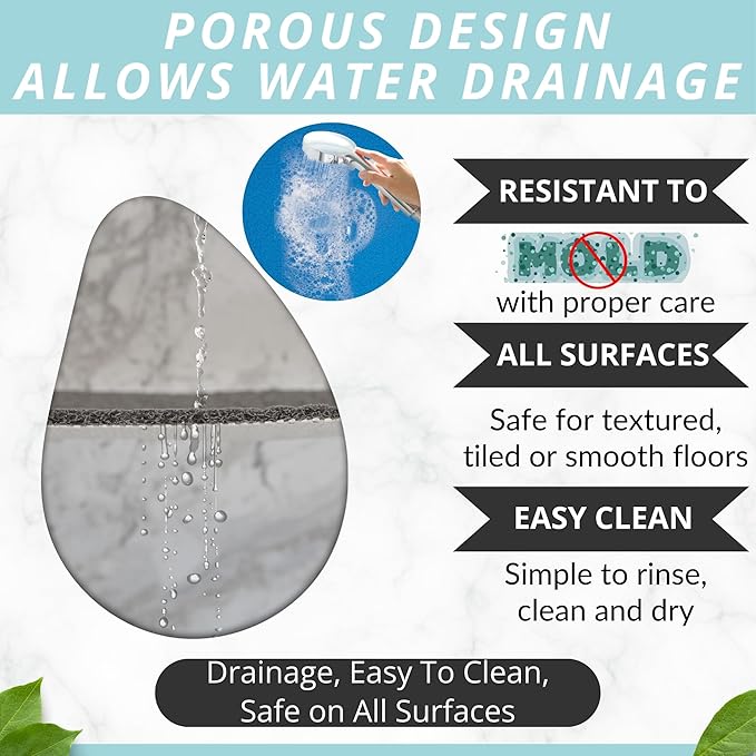 Square Shower Mat - Non Slip Shower Mats for Inside Shower - Extra Large 31x31 Shower Floor Mat Non Slip - Square Bath Mat for Shower - Secure Anti Slip Loofah Shower Bath Mat (31x31 Blue) - Image 4