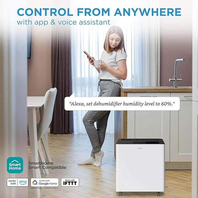 Midea 4,500 Sq. Ft. Dehumidifier with Pump Included 50 Pint - Ideal for Basements, Large & Medium Sized Rooms, and Bathrooms (Renewed) - Image 3