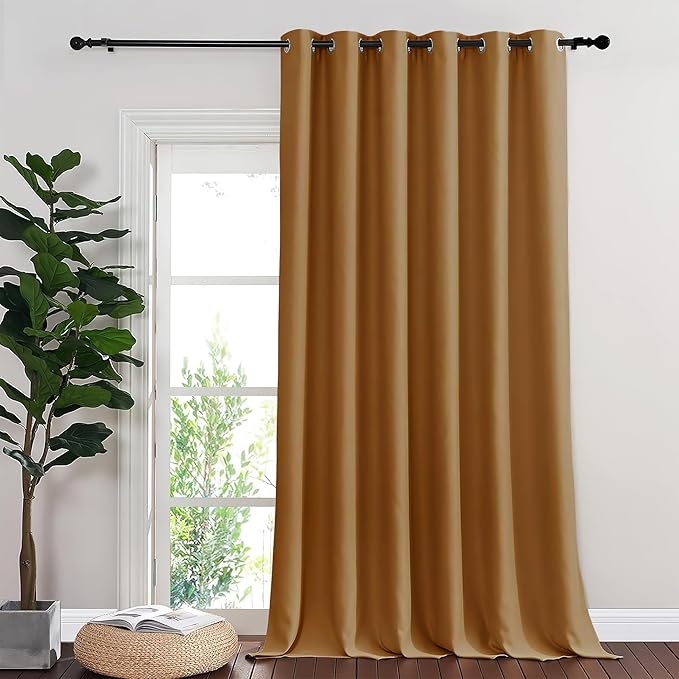 NICETOWN Blackout Sliding Glass Door Curtains, Room Darkening Thermal Insulated Curtains for Living Room Bedroom, Extra Wide Window Drapes, 1 Panel, W80 x L118, Gold Brown by NICETOWN