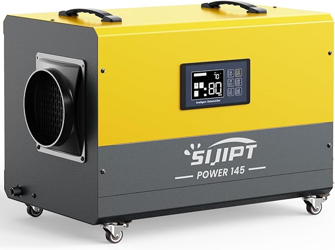 145 Pints Commercial Dehumidifier with Pump & Drain Hose for Crawl Spaces, Basement, Industry Water Damage Unit, Up to 6000 Sq Ft, Automatic Defrost, Adjustable Humidity Control, Compact, Portable by ClickheretofollowSijipt