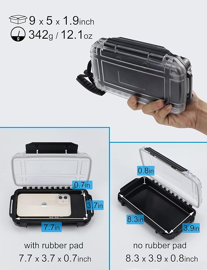Hlotmeky Waterproof Dry Box for Kayaking, Boat, Phone - Small Container, Watertight Storage Case for Diving (Black) - Image 2