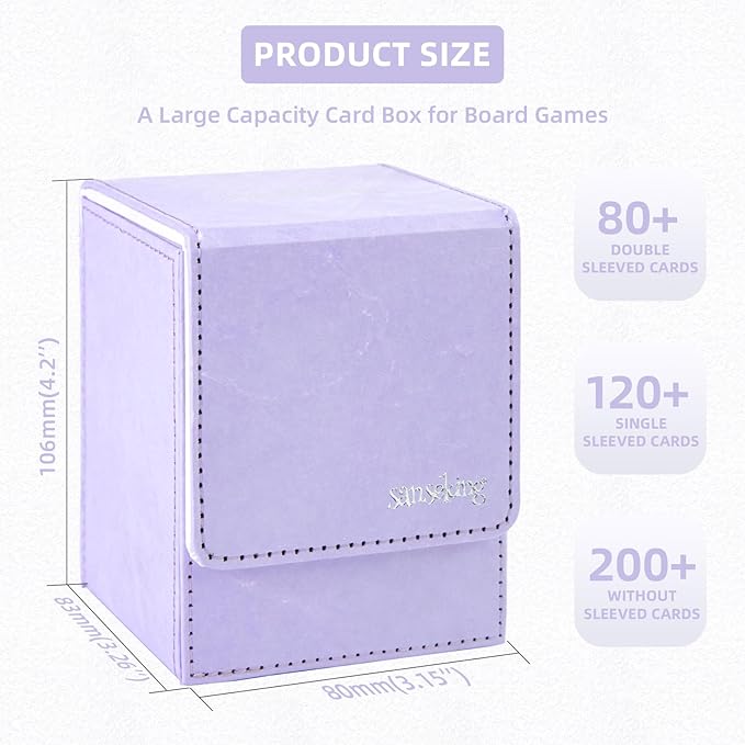 Magic Card Deck Box for MTG Single Deck Card Box fits 100+ TCG Sleeved Cards Tyvek® Paper Card Box Top Loading Card Boxes Magic Gift for MTG TCG CCG (Vertical,Light Purple) - Image 2