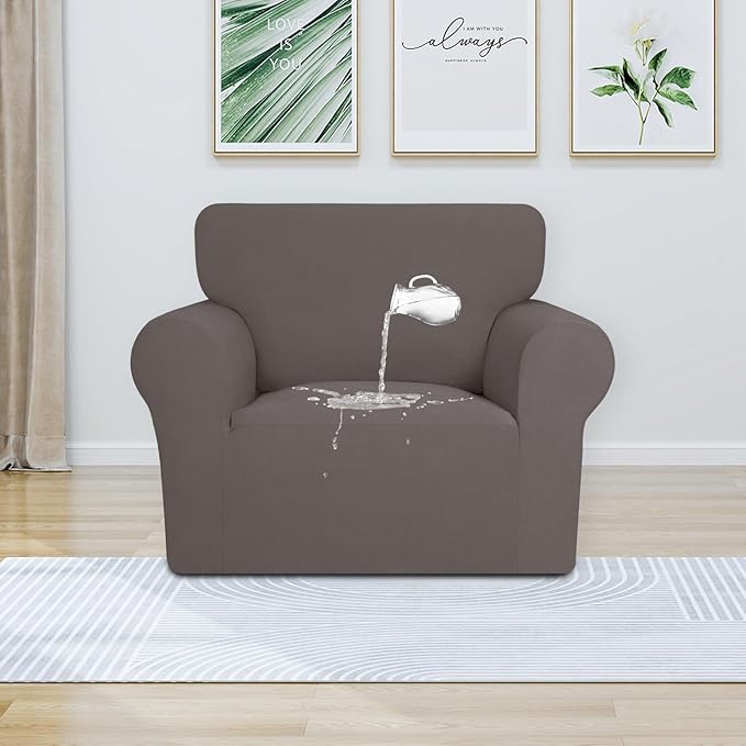 PureFit 100% Dual Waterproof Couch Cover Slipcovers for Couches and Sofas - Stretch Non Slip Fleece Sofa Covers Washable, Leakproof Furniture Protector for Kids, Pets, Dog (Chair, Taupe) - Image 2