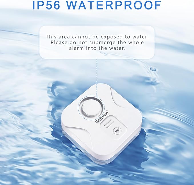 Geevon 2 Pack Water Leak Detectors for Home, 100dB Loud Water Alarm Sensor Leak Detection with Drip Alert for Basements, Laundry Rooms, Kitchen, IP56 Waterproof(Battery Included) - Image 4