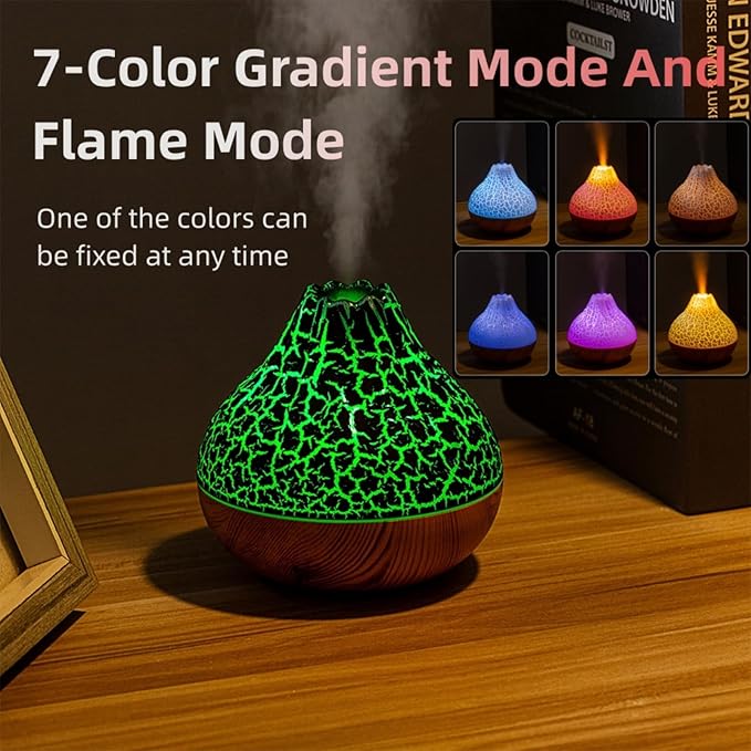 Mini Volcano Shape Humidifier, USB Personal Desktop Humidifier - 7 Colors, Super Quiet for Office Room, Bedroom (Black) - Image 5