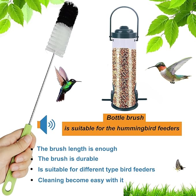 Long Handle Cleaning Brush - 16" Narrow Bottle & Cup Scrubber, Hummingbird Feeder & Meat Grinder Cleaner, Pipe Brush - Image 4