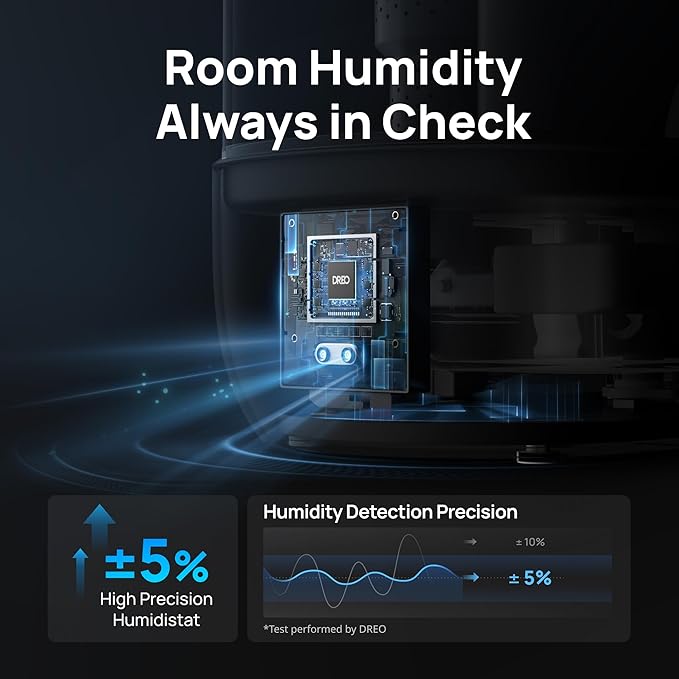 DREO 6L Top Fill Humidifiers for Bedroom, 60H Runtime 28 dB Quiet Supersized Cool Mist Air Humidifiers for Large Room, Baby Nursery, Plant, Indoor, Night Light, Easy to Clean, Precise Humidity Control - Image 4