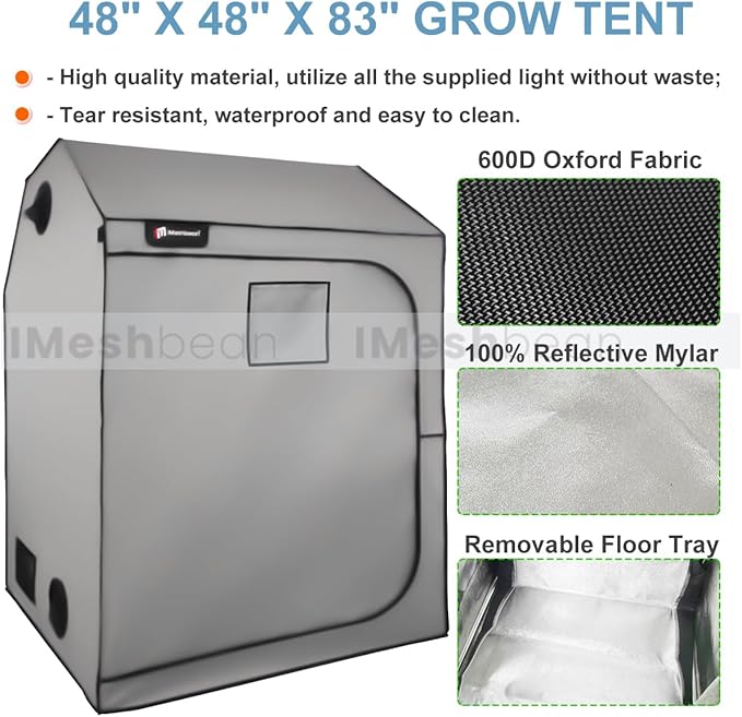 48"x48"x83" Grow Tent Kit, Indoor Grow Tent Complete System High Reflective Mylar Growing Tent +Upgraded LED Grow Light Combo,Hydroponics Indoor Plant Growing Tent + Carbon Filter - Image 4