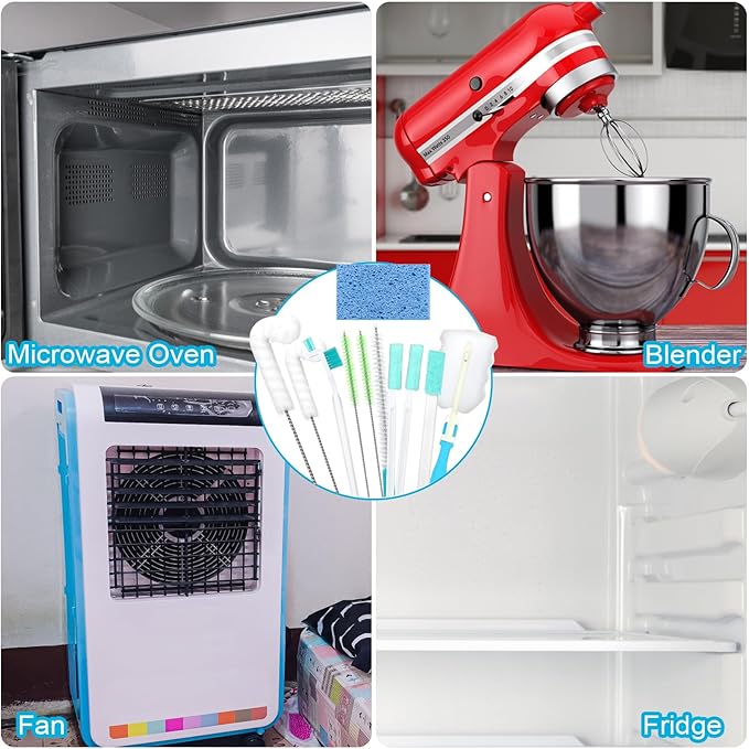 Palksky Ice Machine Cleaner Brush Sets, 10PCS Ice Maker Cleaning Tools - 9Pcs Nylon Bristles with 1Pcs Cleaning Sponge - Image 6