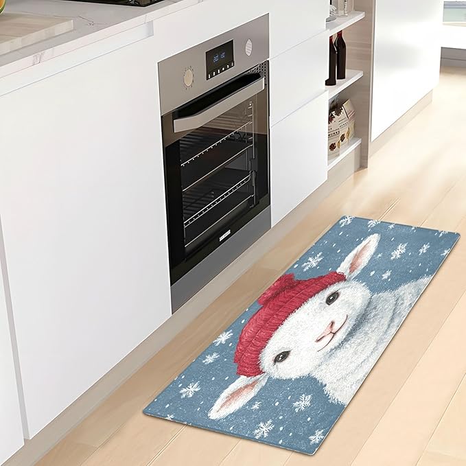 Christmas Lamb with Red Hat Decorative Rugs for Bathroom Anti-Mold Bath Rugs for Bathroom for Restroom Accessories 39x20in de alfombras para ba?o - Image 6