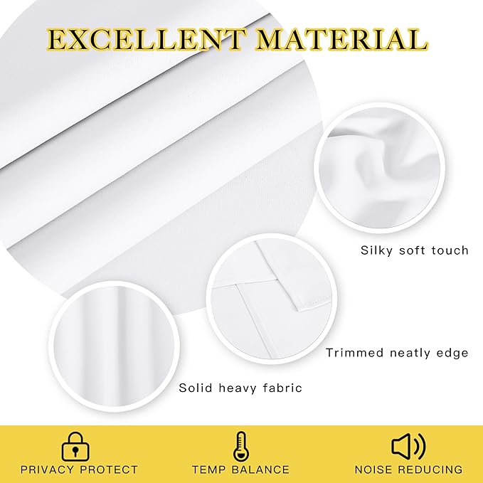 NICETOWN Room Darkening Curtain 90 inches Long - Thermal Curtain Grommet Large Window Treatment Sliding Door Curtain Light Blocking for Living Room (White, 1 Panel, W66 x L90) - Image 5