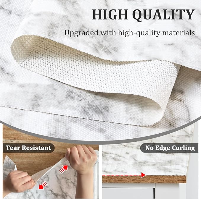 Viseeko Shelf and Drawer Liner for Kitchen Cabinet, 12 in x 10 ft Non-Adhesive Cabinet Liners for Shelves, Strong Grip Shelf Paper Non-Slip Waterproof Easy to Cut for Dresser Cupboard, Marble - Image 5