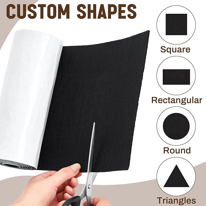 Large Felt Furniture Pads 5 x 60 Inch Non Slip Self Adhesive Heavy Duty Cuttable Strip Roll Felt Sheet Tape for Protecting Hardwood Floors Chair Wall, Black - Image 4
