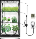 JESLED Indoor Greenhouse with Grow Light - Full Spectrum 5000K LED for Seed Starting, Tiered Lighting Control, Built-in Timer & Thermo-Hygrometer, Rolling Metal Plant Stand (23.6x13.8x59 in) by JESLED