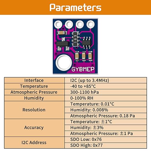 4pcs BME280 5V Sensor Module GY-BME280-5 Atmospheric Pressure Sensor Temperature Humidity Sensor I2C Interface Compatible with Arduino - Image 2