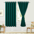 Hiasan Room Darkening Curtains for Bedroom, 70 x 63 Inches - Thermal Insulated & Energy Saving Window Drapes for Living Room/Dorm Room, Set of 2 Panels Sewn with Tiebacks, Hunter Green by Hiasan
