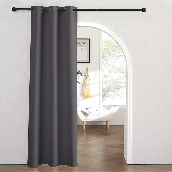 RYB HOME Blackout Curtains Thermal Insulating Privacy Temporary Door Curtains for Bedroom Closet Doorway Accordion Door Interior Living Room Kids Nursery Dining, Wide 60 x Long 90 inch, Grey by RYBHOME
