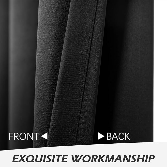MYSKY HOME Blackout Curtain for Bedroom, Black Curtains for Bathroom 45 Inch Length Grommet Room Darkening Curtain, Amazing Triple Weave Thermal Insulated Curtain, 1 Curtain Panel, 42 x 45 in, Black - Image 5