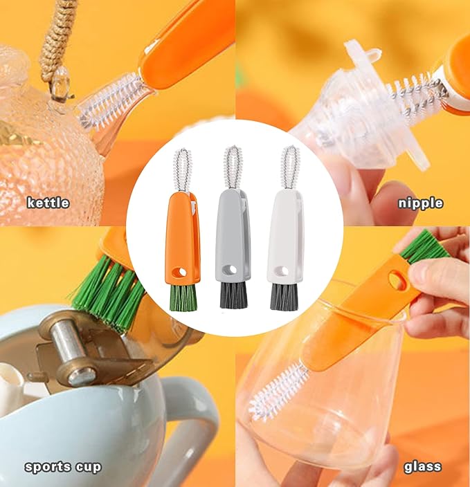 16PCS Versatile Scrubber Brush- Multipurpose Bottle Gap Brush 3 in 1 Cup Lid Cleaning Brush- Long Silicon Water Bottle Cleaner Brush- Gas Burners Stove Top Cleaner Brush- Spoon Straws Cleaning Brush - Image 8