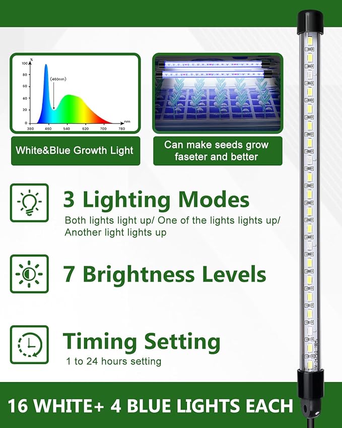 joyhalo 40 Cell Seed Starter Kit with Grow Light and Graphene Heating Mat, Reusable Seed Starter Tray with Higher 4.7”Humidity Domes, Garden Plant Germination Station - Image 3