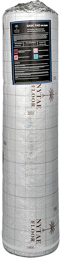 Basic Pad 200, EPE 3MM Underlayment with Silver Film – Protect Floor & Moisture Barrier, Easy DIY Installation (200 sqft Roll) by Unknown