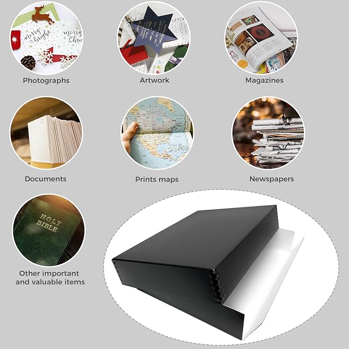Lineco Archival 11 x 14 x 3 inches Museum Archival Storage Box, Drop Front Design, Acid-Free with Metal Edge. Preserves Photos Documents, Black - Image 8