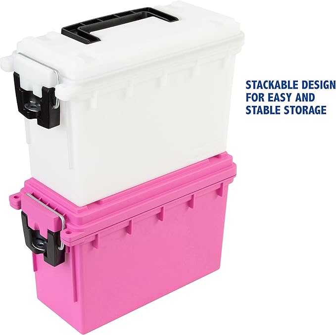 Sheffield 12634 Field Box, Pistol, Rifle, or Shotgun Ammo Storage Box, Tamper-Proof Locking Ammo Can, Water Resistant, Made in The U.S.A, Stackable, White - Image 6