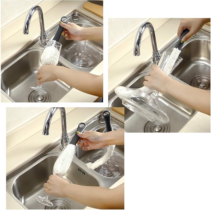 Boao 3 Pcs Decanter Cleaning Brush Wine Glass Decanter Flexible Bottle Brush Set with Cleaning Beads Household Tools for Bottle Goblets Glasses Cups(Black) - Image 6