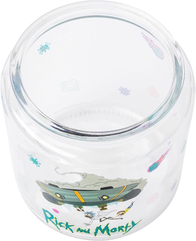 Silver Buffalo Rick and Morty Falling Out of Ship Glass Cookie Snack Candy Jar with Lid (Small) - Image 3