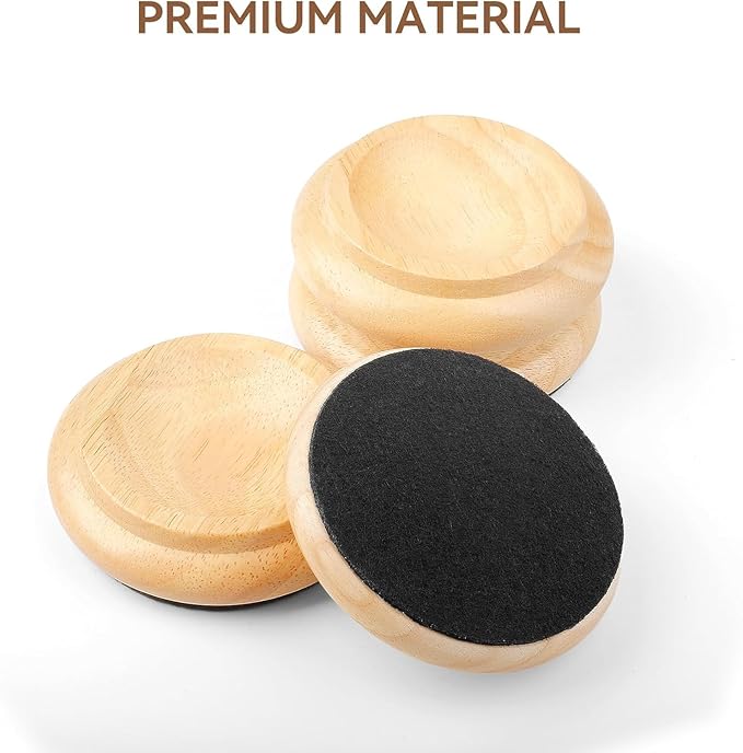 4 Pcs Solid Wood Upright Piano Caster Cups,Furniture Caster Cups,HilerPunk Sofas Beds Chairs Wheel Caster Cups Pads,with Non-Slip & Anti-Noise Felt Pads,for Hardwood Floor Protectors-Natural Wood - Image 3