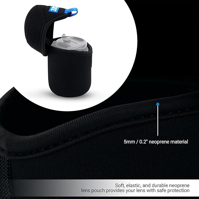JJC Water Resistant Neoprene Camera Lens Pouch Case, Fold-Over Lens Bag for Mirrorless Lenses Up to 2.6 x 3.1(D X H) for Canon RF 50mm f/1.8, Sony FE 55mm f/1.8, Sigma 56mm f/1.4 etc. - Image 3
