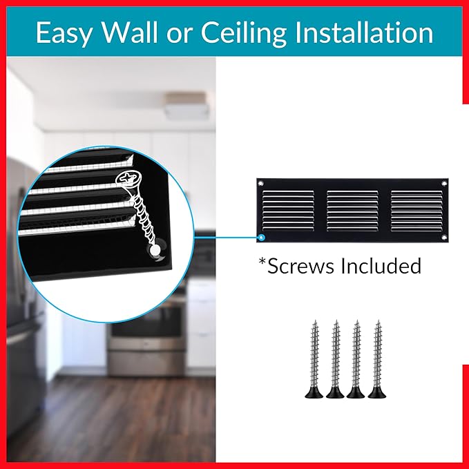 10x2 Vent Cover (Duct Opening) - Black HVAC Return Air Grille for Wall and Ceiling - Metal AC Vent Cover with Mesh - Rectangular Ventilation Register - External Dimensions: 11.81" W x 3.94" H - Image 4