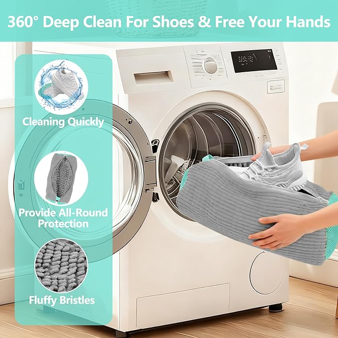 Shoe Washing Machine Bag, Shoe Cleaning Bag, Reusable Laundry Shoes Bag for Washer & Dryer Cleans & Protects All Shoes Types 4PCS (Grey) - Image 3