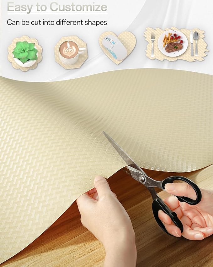 Shelf and Drawer Liner for Kitchen Cabinet, Non-Adhesive 12in x 120in Waterproof Contact Paper Refrigerator Liners Thickened Durable EVA Material Non Slip Mat for Dresser Cupboard Pantry Protector - Image 6