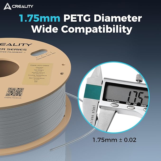 Creality PETG Filament, Hyper 1.75 mm 1 kg PETG: High-Speed 3D Printer Filament 30-600 mm/s, Dimensional Accuracy +/- 0.02 Cardboard Spool (2.2 lbs) for Most FDM 3D Printers,Grey - Image 6