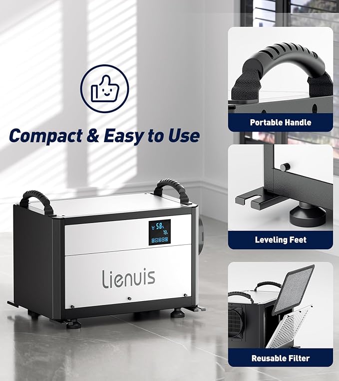 110 Pints Commercial Dehumidifiers for Crawl Spaces & Basement,Under House,Warehouse & Job Sites, Crawl Space Dehumidifier with Drain Hose, Remote Control, Auto Defrost, Humidity Control, CSA Listed - Image 6