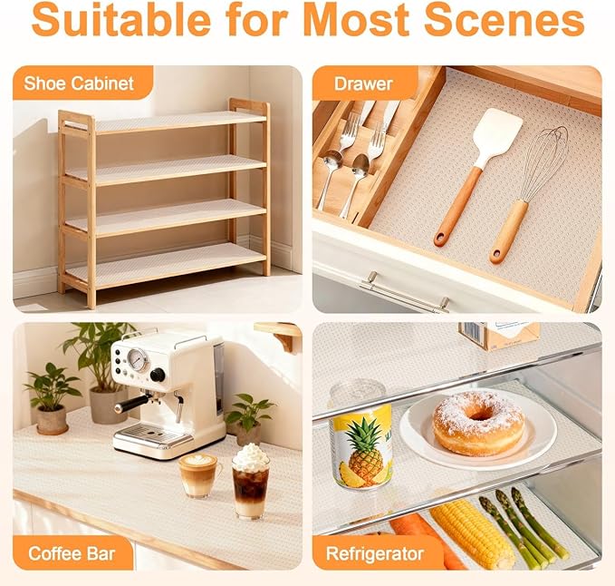 FEXIA Shelf Liner 12 Inch x 20 FT Clear Non Slip Waterproof Cabinet and Drawer Liner for Kitchen Cabinet Refrigerator Pantry Closet Durable Non Adhesive - Image 5