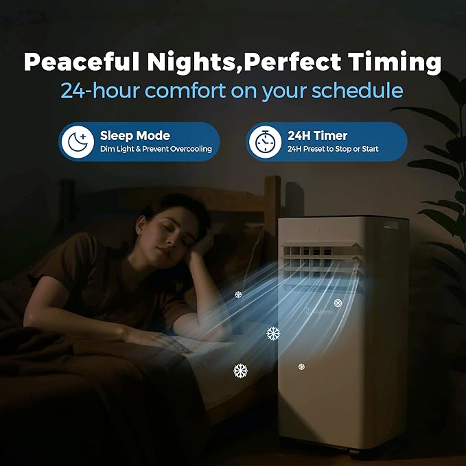 10,000 BTU Portable Air Conditioners with WiFi, 3-in-1 Air Conditioner for Room&Garage– Portable AC Unit with Cool, Dehumidifier&Fan, with Remote/Sleep Mode/Child Lock/24 Hrs Timer/Self Evaporation - Image 6