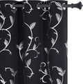 BUHUA Small Window Blackout Curtains with Silver Vine Print Pattern Black Blackout Curtains for Kitchen Window 38W×45L Black Set of 2 by BUHUA
